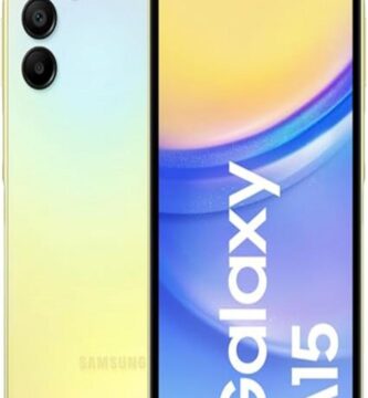 This image features the Samsung Galaxy A15 smartphone. The device is showcased with a focus on its sleek design and vibrant display. The screen displays colorful, high-resolution graphics, emphasizing its vivid colors and sharp performance. The phone's construction appears to have a