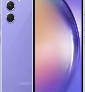 The image showcases the Samsung Galaxy A54 5G smartphone. It displays a sleek, modern design with a vibrant screen. The phone is depicted from the front, highlighting its high-resolution display with slim bezels. Set against a plain background, the phone's screen features colorful app icons, indicating its user-friendly interface. The description emphasizes the phone as a "Mid-Range Marvel," suggesting impressive features at a competitive price.