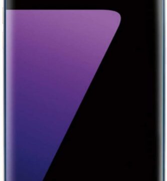 Alt text: "Samsung Galaxy S7 Edge smartphone displayed against a plain background, showcasing its sleek design. The Verizon logo is visible, indicating service compatibility."