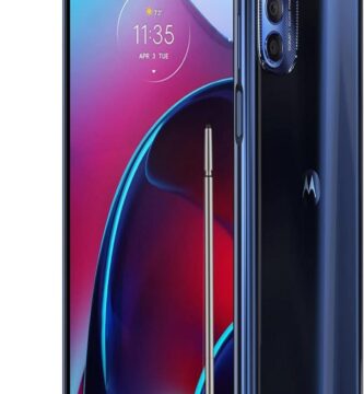 The image features the Motorola Moto G Stylus 2022 smartphone. It showcases the device's sleek design, highlighting its large display and integrated stylus. The phone is displayed at an angle that emphasizes its slim profile, with the stylus partially extended next to the device, illustrating its key feature. The background is simple and unobtrusive, ensuring full focus remains on the smartphone.