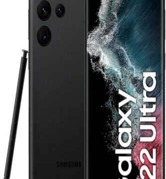 Sure, here's an alt text for the image: "Image of the SAMSUNG Galaxy S22 Ultra smartphone. The phone is showcased with a sleek design and a large, vibrant display. It features multiple rear cameras positioned in a vertical arrangement on the