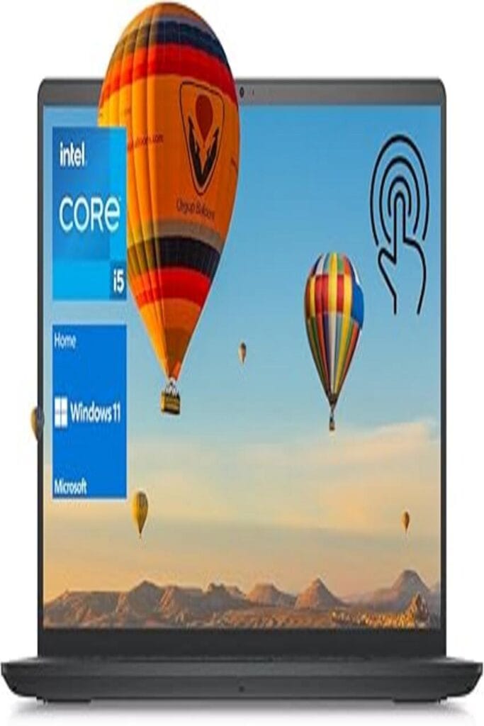 Alt text: "Dell Inspiron 15 3520 laptop displayed on a wooden desk, showcasing its sleek design and modern features. The keyboard and trackpad are visible, emphasizing its user-friendly layout. A window in the background allows natural light to