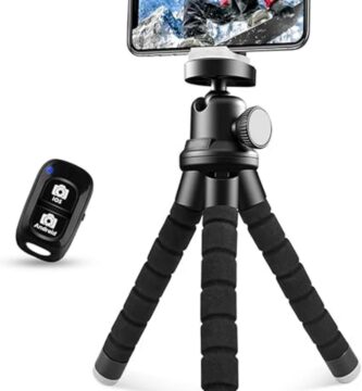 Alt text: "A promotional image for the Sensyne Phone Tripod, featuring the product prominently displayed against a simple background. The tripod is holding a smartphone, demonstrating its functionality for photography enhancement. The Sensyne branding is subtly included, emphasizing the product