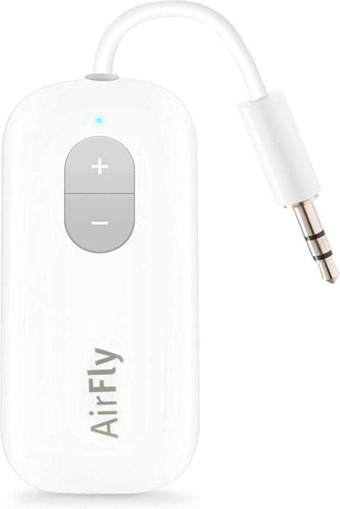 A sleek wireless audio transmitter, Twelve South AirFly SE, on a white background.