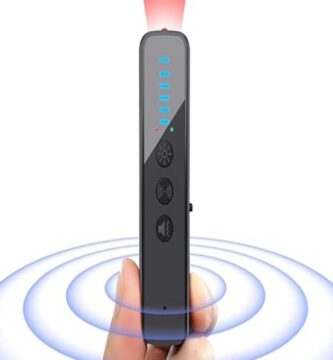 Aroeally Hidden Camera Detector 2025 with sleek black design and LED indicators.