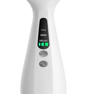 AZMAVO Facial & Neck Massager in sleek design, improves skincare routine efficiency.