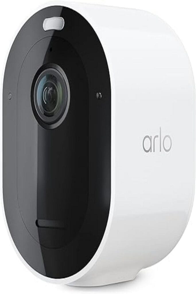 "Arlo Pro 5S camera set on a table, highlighting advanced home security features."