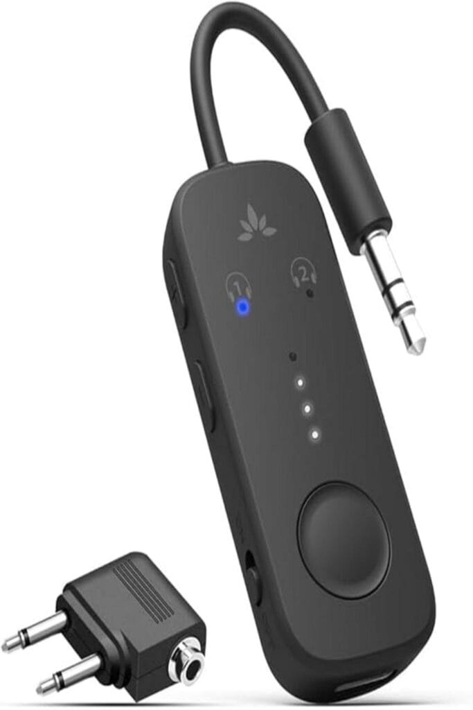 "Avantree Relay: 8 Travel-Ready Audio Features Highlighted in Product Image"