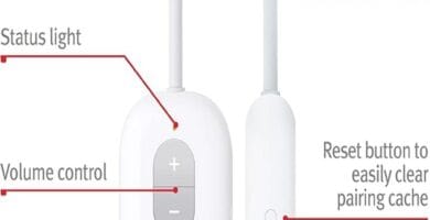 Audio gadget on a travel map with earbuds, compass, and a discover theme.