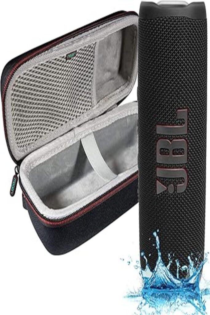 JBL Flip 6 Bluetooth speaker shown against a vibrant Coachella-themed digital background.
