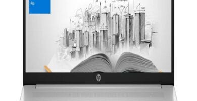 "HP 17 Laptop showcasing 12 professional features on a sleek, modern design."