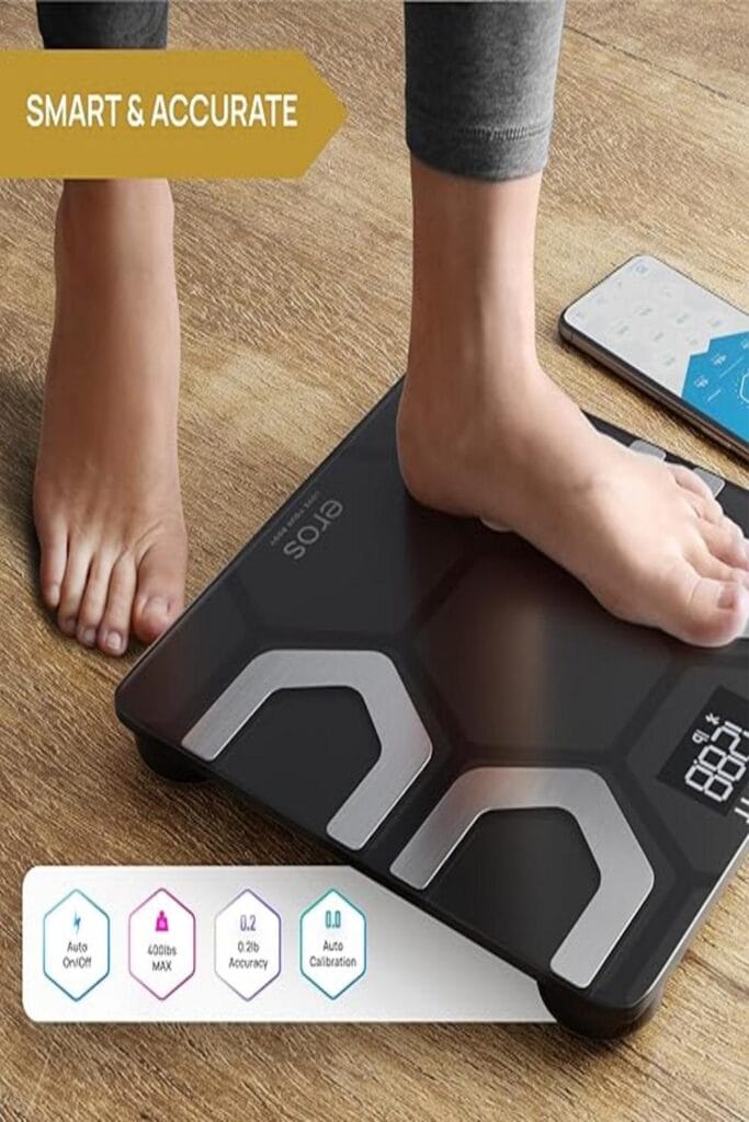 Buffer app logo on an image promoting INEVIFIT EROS Smart Scale with 10 revolutionary features.
