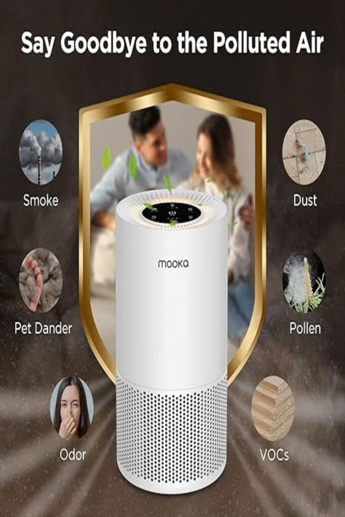 MOOKA H13 Air Purifier in home setting, ideal for a cleaner, healthier environment.