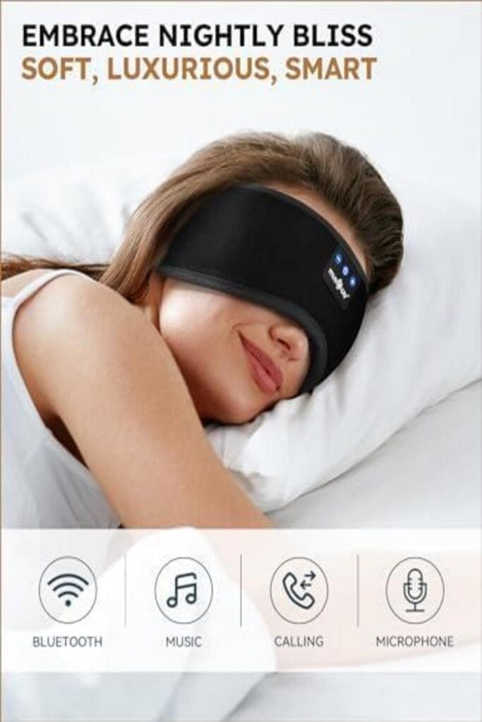 Image of MUSICOZY sleep headphones on a bedside table for uninterrupted rest.