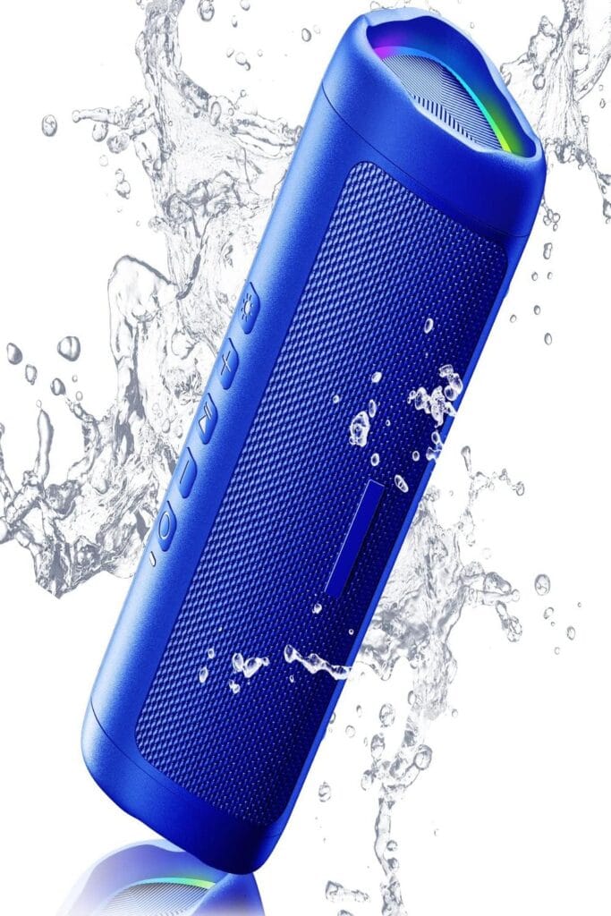 A BolaButty Bluetooth speaker highlighting 8 must-have features in vibrant colors.