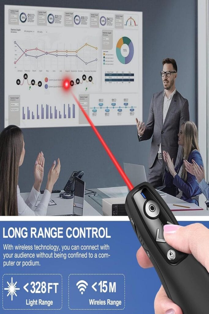 Image of the ELISWEEN E600, a sleek presentation remote with ergonomic design and buttons.