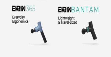 A sleek Kestrel Massage Gun with attachments, designed for muscle relaxation and recovery.
