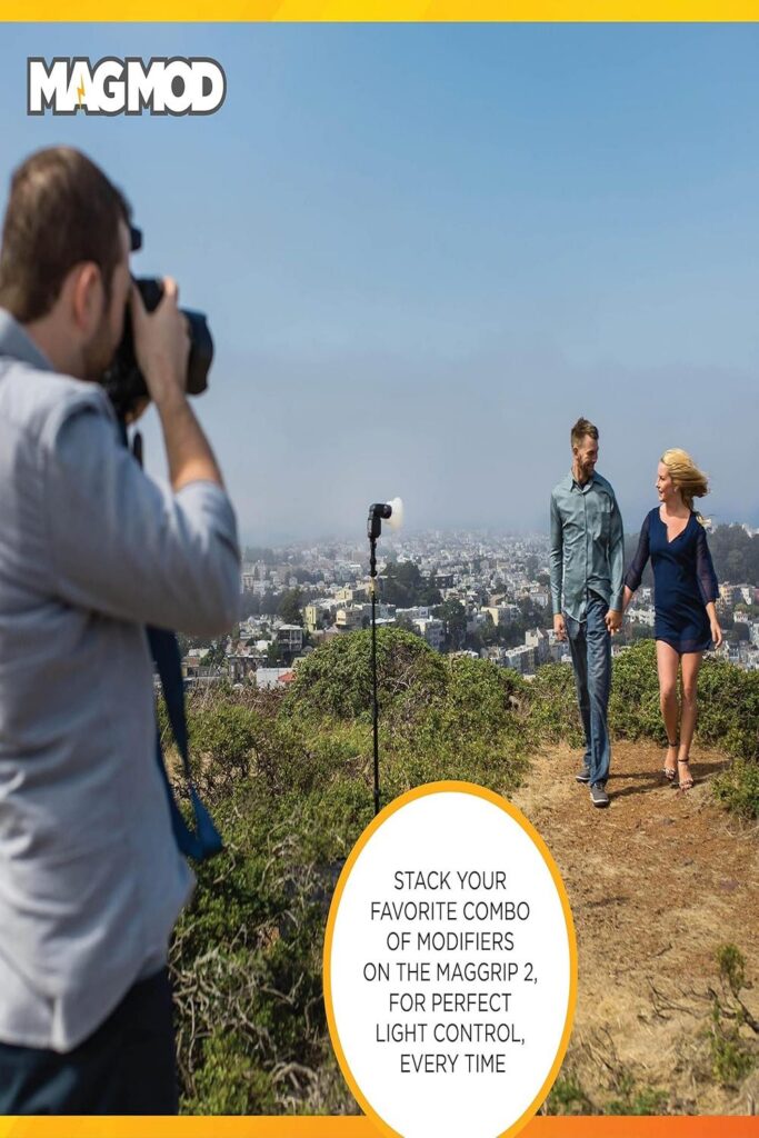 Image of MagMod lighting system with vibrant color filters and flash attachments.
