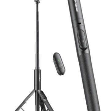 Image of Sensyne 60" Tripod with adjustable legs and smartphone holder.