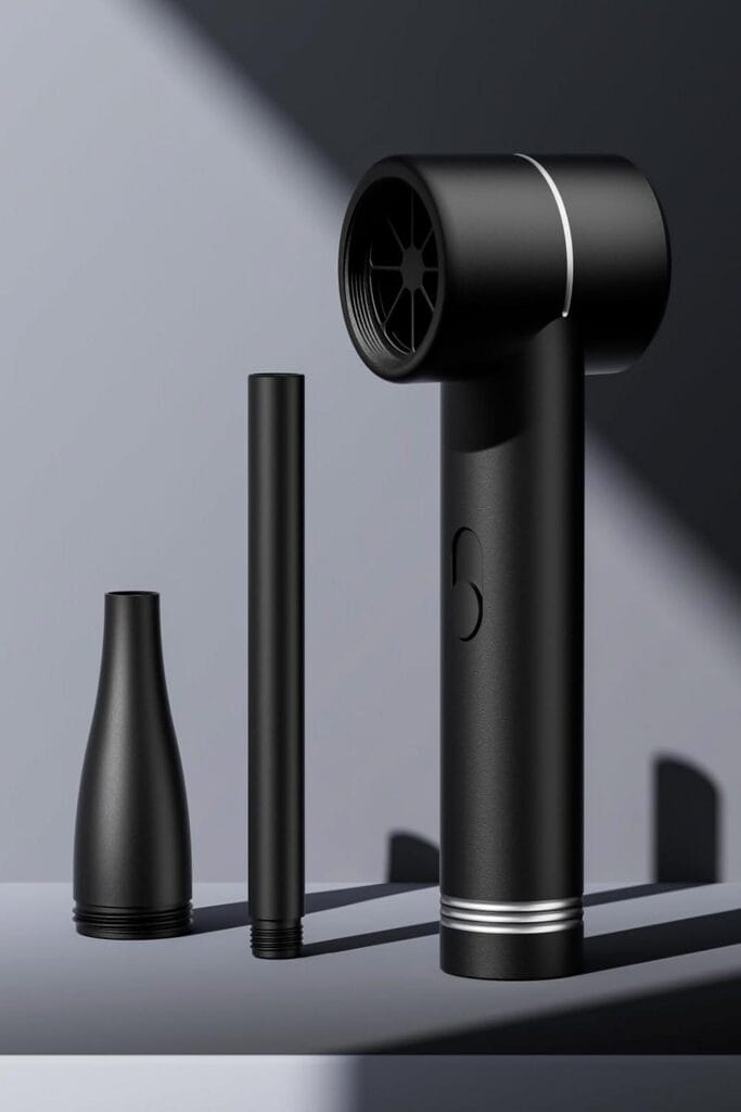 Image of Hagoogi Air Duster, a favored cleaning gadget, with product slogan in the background.