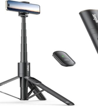 "60" Sensyne phone tripod boosting photography with stability and flexibility."
