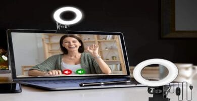 Ring light setup from Cyezcor Lighting Kit enhancing on-camera brightness and clarity.