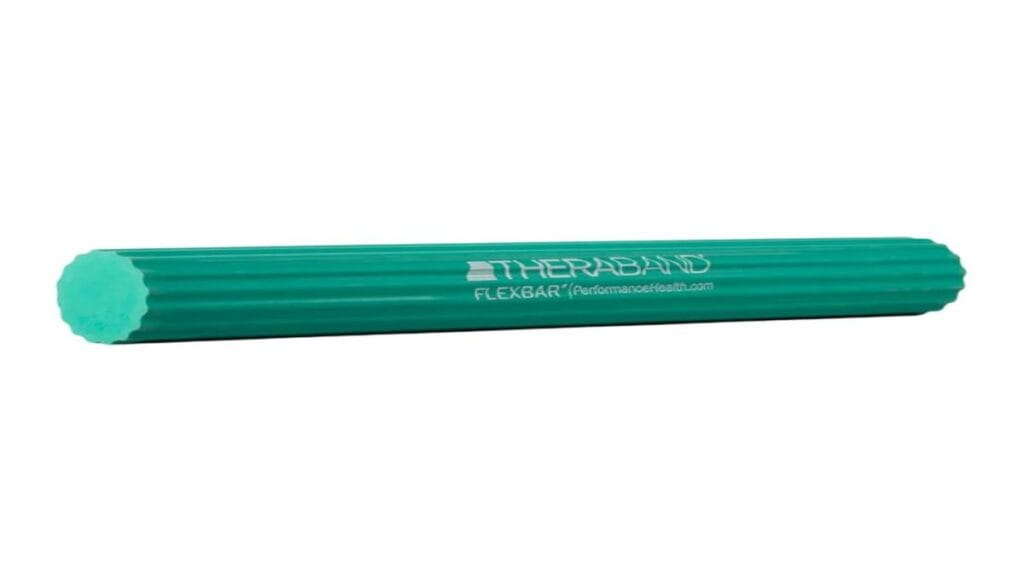 THERABAND FlexBar product box promoting pain relief and strength enhancement.