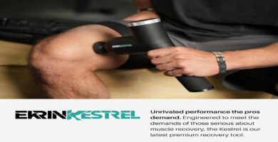 Ekrin Kestrel Massage Gun with 10 compelling reasons to purchase displayed.