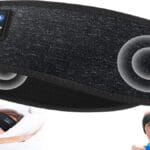 "Black MUSICOZY Sleep Headphones on a white background with highlighted features."