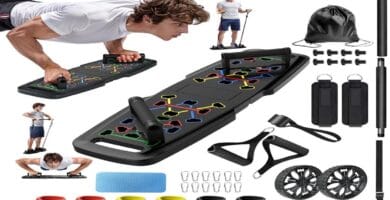 Home gym setup showcasing versatile exercise equipment for workouts.