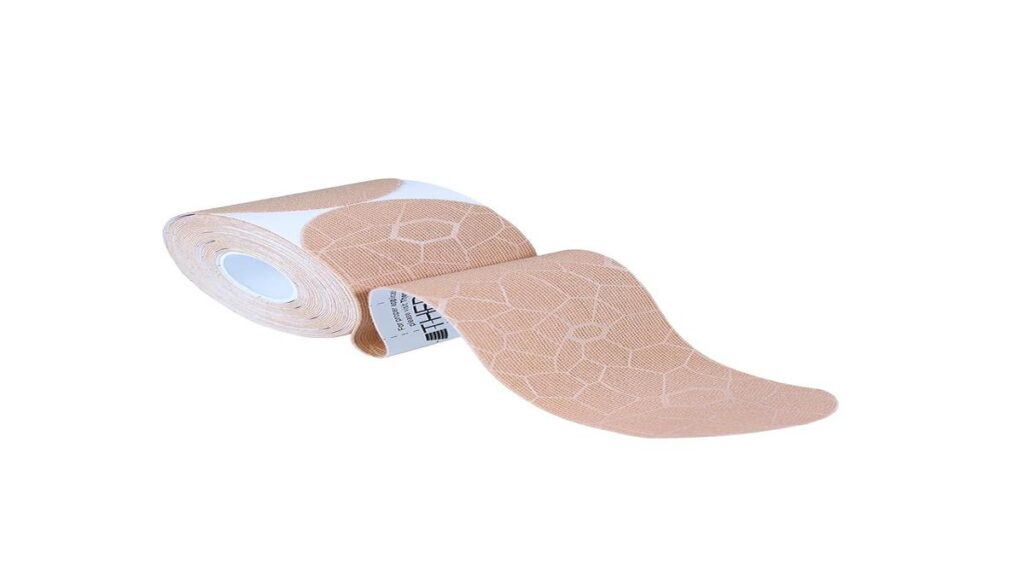 "THERABAND Kinesiology Tape enhances workouts with support and flexibility."