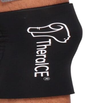 Image of the TheraICE Knee Ice Pack Wrap with the text highlighting its benefits.