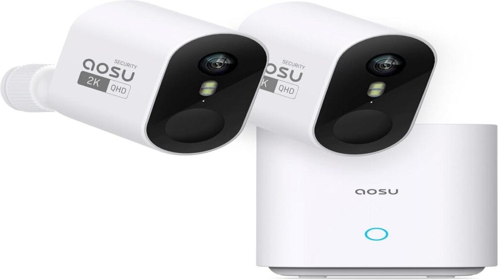 "10 benefits of AOSU Wireless Cameras illustrated in vibrant icons and text."