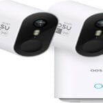 "10 benefits of AOSU Wireless Cameras illustrated in vibrant icons and text."