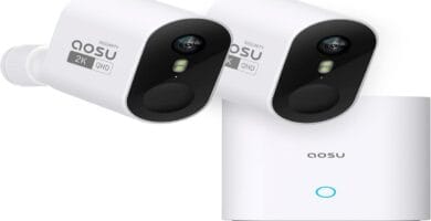 "10 benefits of AOSU Wireless Cameras illustrated in vibrant icons and text."