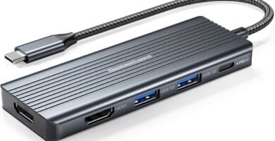 USB C to HDMI Hub with multiple ports, highlighted benefits, and a sleek design.