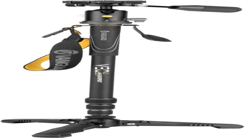 Monopod with detachable legs and tilt head, ideal for versatile photography setups.