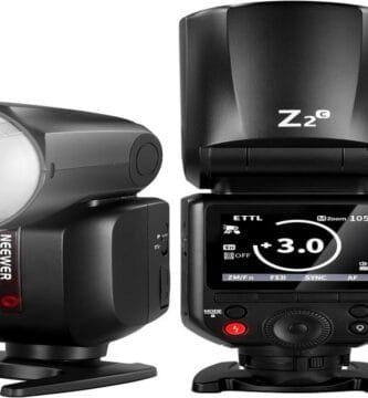 Image of NEEWER Z2-C Flash Speedlite displaying 10 key features for photographers.