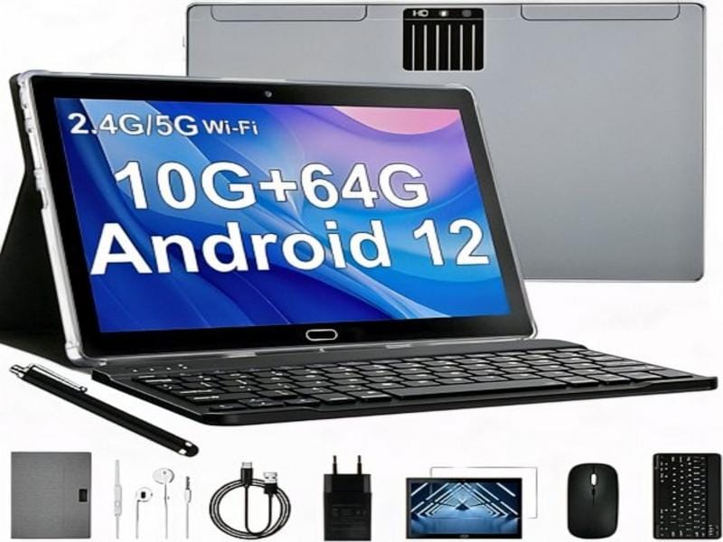 2-in-1 Android Tablet showcasing versatility with sleek design and detachable keyboard.