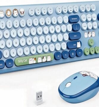 Candy-colored retro keyboard with round keys in playful pastel shades.