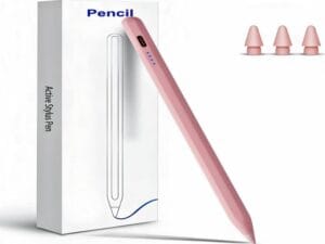 Image of a sleek stylus pen next to an iPad, emphasizing creativity enhancement.