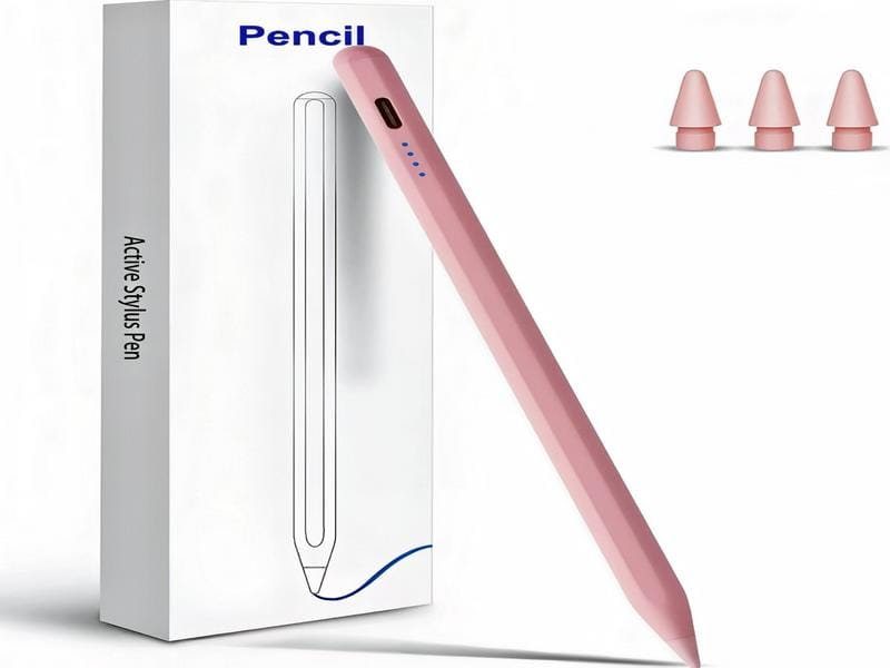 Image of a sleek stylus pen next to an iPad, emphasizing creativity enhancement.