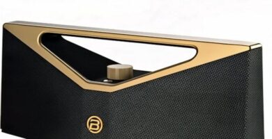 BUGANI Bluetooth Speaker on a rock; rugged, portable design for outdoor sound.