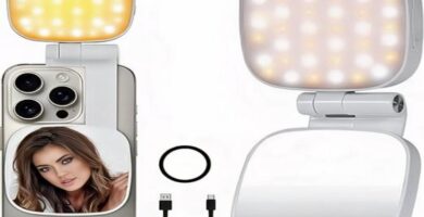 MagSafe Selfie Light illuminating smartphone, enhancing photo quality with adjustable brightness.