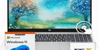 Laptop with blue aurora background, showcasing "Power, Speed, Fun" text.