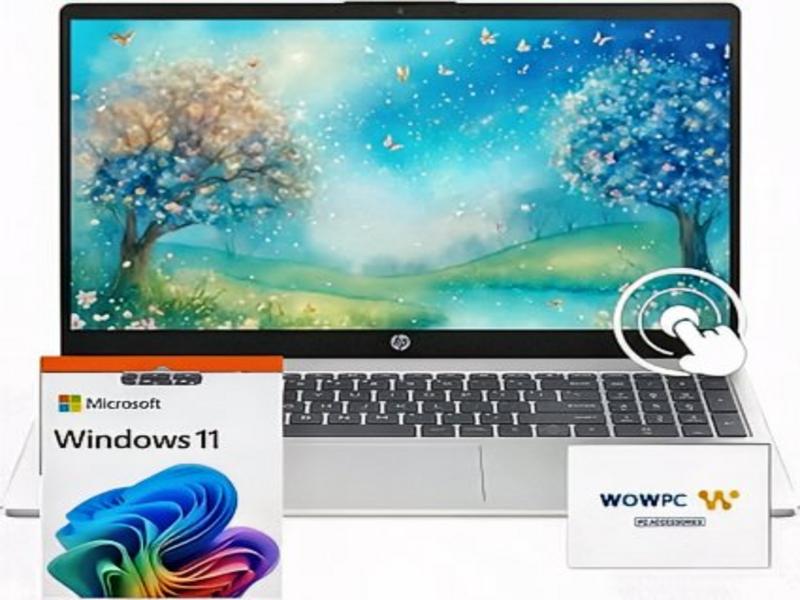 Laptop with blue aurora background, showcasing "Power, Speed, Fun" text.