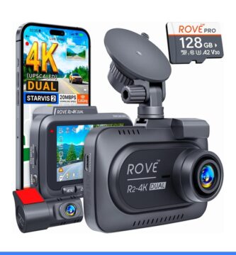 ROVE R2-4K Dual Dash Cam Front and Rear, STARVIS 2 Sensor, Free 128GB Card