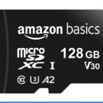 Amazon Basics microSDXC Memory Card with Full Size Adapter, A2, U3, Read Speed up to 100 MB/s, 128GB, Black