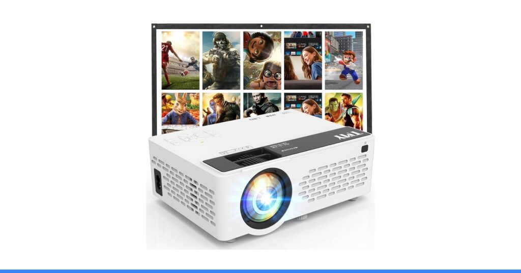 TMY V08 1080P Mini Portable Projector, 2-way Bluetooth, with 80in Screen included