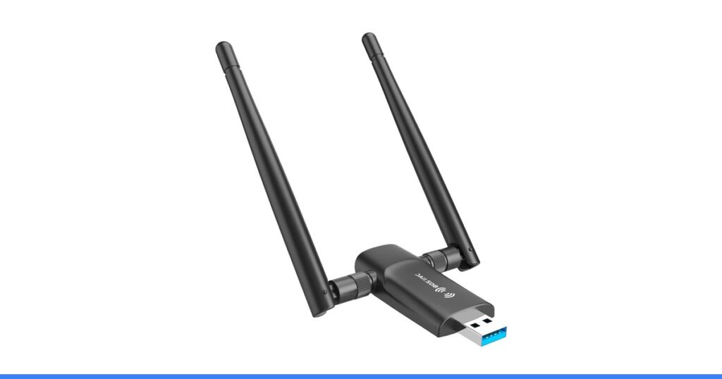 Nineplus Wireless USB WiFi Adapter for PC - 1300Mbps Dual 5Dbi Antennas 5G/2.4G WiFi Adapter for Desktop PC Laptop Windows11/10/7, Wireless Adapters for Desktop Computer Network Adapters